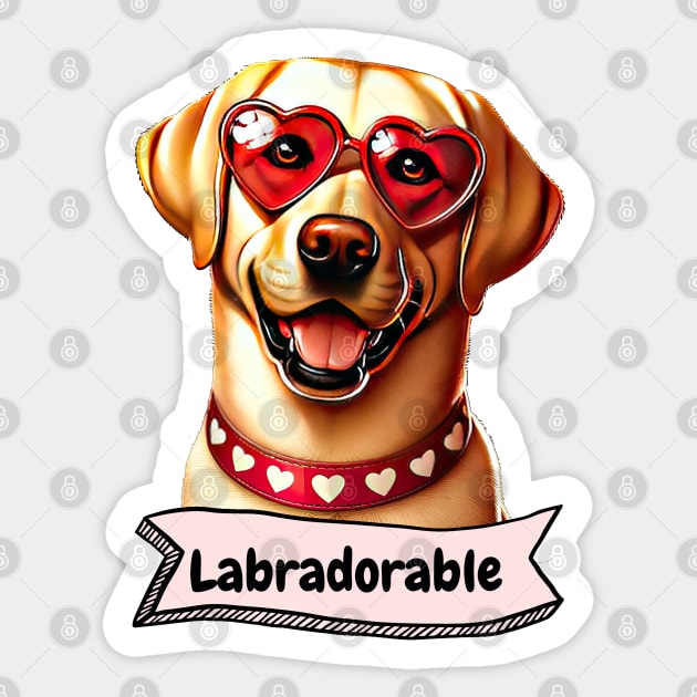 ‘Labradorable’ Yellow Labrador Retriever Sticker by ninistreasuretrove